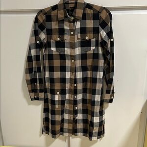 L.L. Bean Signature Black and Brown Plaid Dress